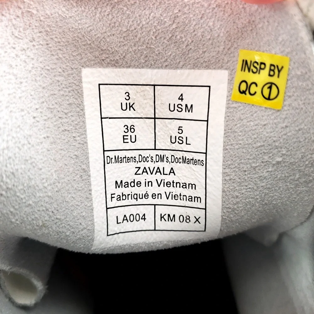 Dr Martens Zavala White Leather Combat Boots Youth Girls Size 5 AirWair